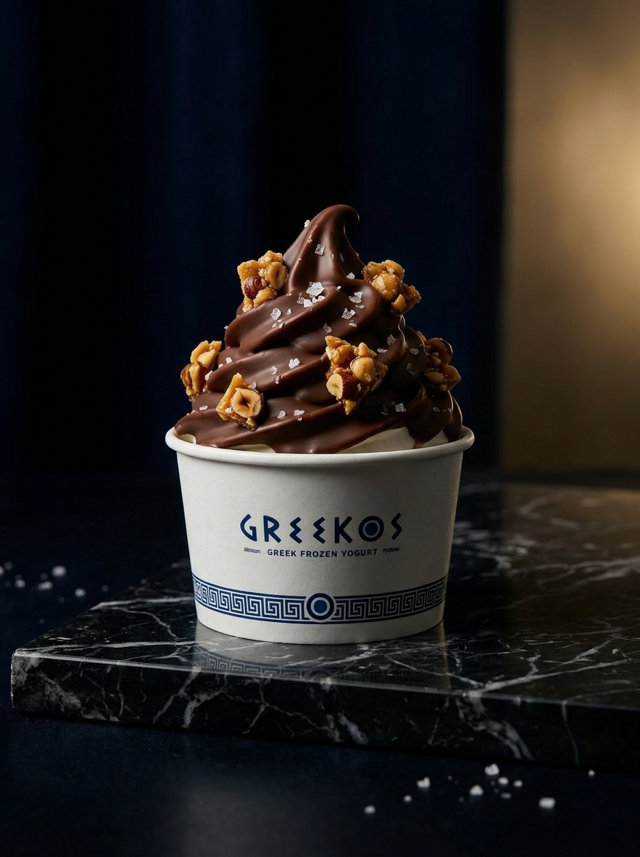 GREEKOS yogurt con chocolate oscuro, sal y praliné de avellana